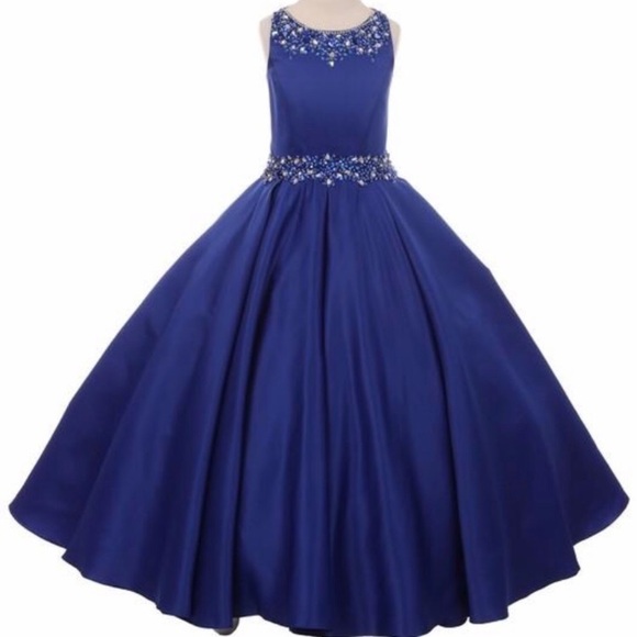 Cinderella Couture Other - Girls Kids Children’s Tween Royal Blue Satin Pageant Dress with Pockets